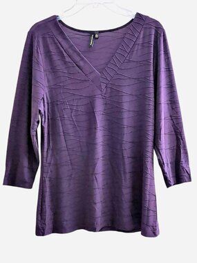 Susan Lawrence Purple Textured V-Neck Tunic – Size XL